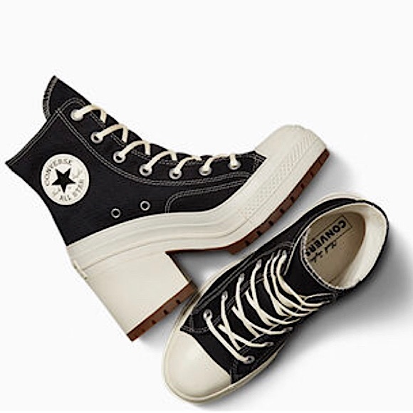 Converse Chuck Sneaker Heels Chunky Size 8 Black White Fits 8.5 Women - Picture 3 of 13